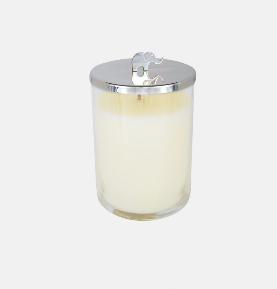 CANDLE WITH SILVER PLATED COVER