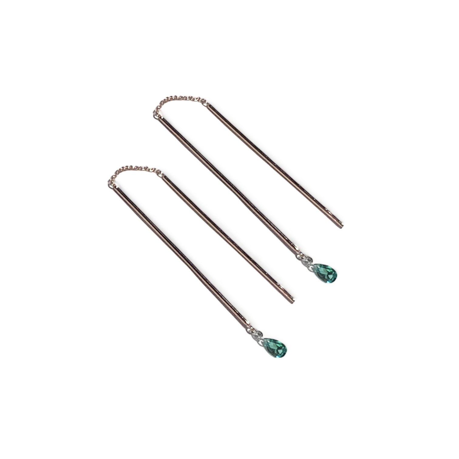 Chain Drop Emerald Earrings